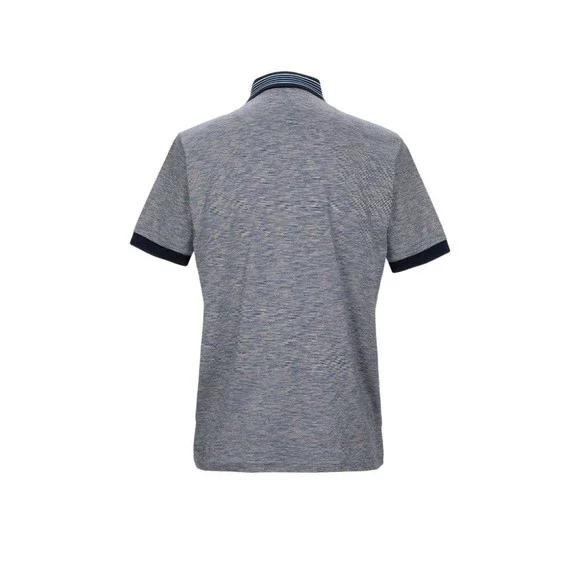 MONTECHIARO Men's Polo Shirt Navy White Zig Zag Print Cotton SZ 56/2XL ITALY - Picture 2 of 16